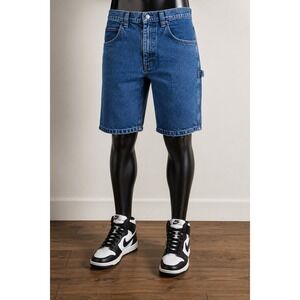Wrangler Mens Carpenter Denim Shorts Blue Medium Wash Relaxed Fit 34